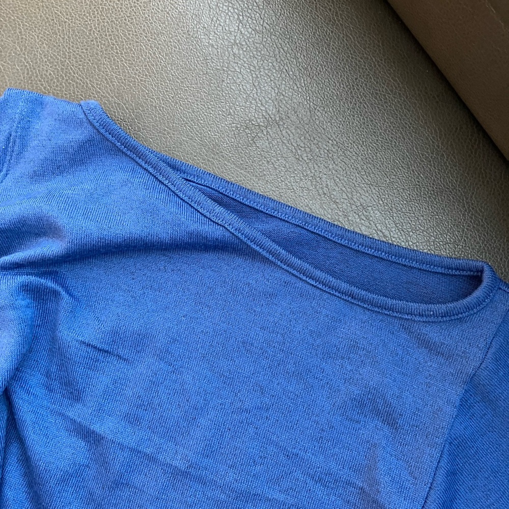 DC Jeans Blue Peekaboo Shoulder Criss Cross V-Neck Shirt Size XL Festival Casual - Picture 5 of 10